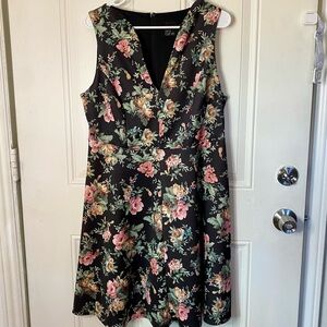 ASOS Curve Black Floral Midi Sleeveless Dress